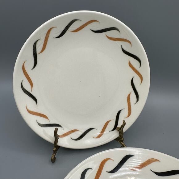 Royal Brown and Gold Swirl Bread & Butter plate and 3 Saucers Made in the USA - Picture 3 of 6